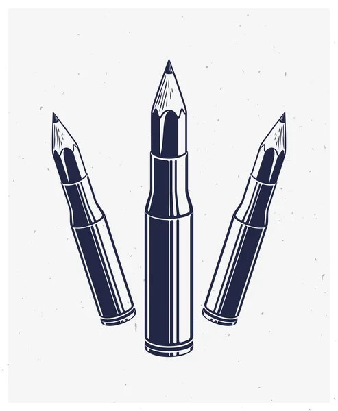 思想是一个武器概念,一个设计师或艺术家寓言的武器 — 图库矢量图片