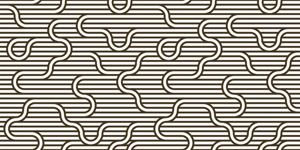 Bükümlü çizgilerle dikişsiz desen, vektör lineer fayans backgr — Stok Vektör