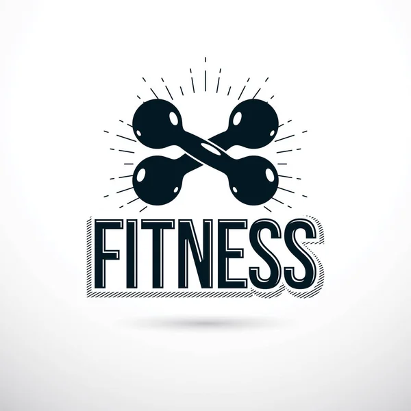 Bodybuilding e fitness sport logo modello, vettore stile retrò — Vettoriale Stock