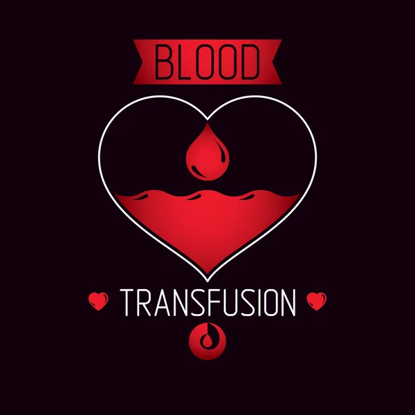 Ilustración vectorial de forma de corazón. Concepto de transfusión sanguínea, c — Vector de stock