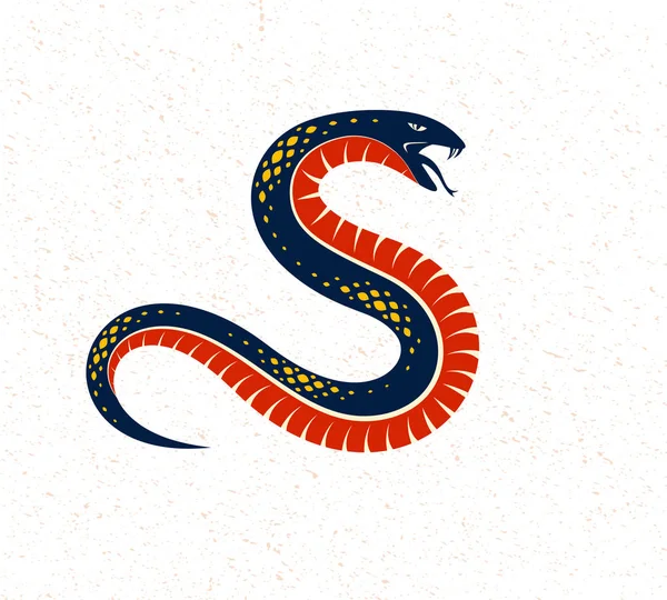 Emblema do logotipo do vetor da serpente ou tatuagem, serp perigoso venenoso mortal — Vetor de Stock
