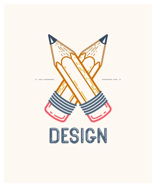 Deux crayons croisés vectoriel simple logo tendance ou icône pour le design — Image vectorielle