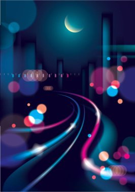 Soyut kentsel gece ışık bokeh defocused arka plan. Etkisi ve