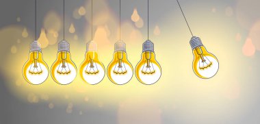 Ampul Newton beşik sarkacı fikri, vektör illüstrasyonu.