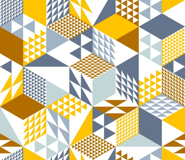 Cubes sans couture fond vectoriel, losanges et boîtes triangles re — Image vectorielle