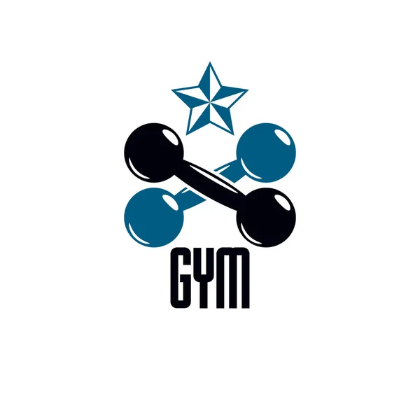 Turnhalle und Fitness-Logo-Vorlage, Vintage-Stil Vektor-Emblem. mit — Stockvektor