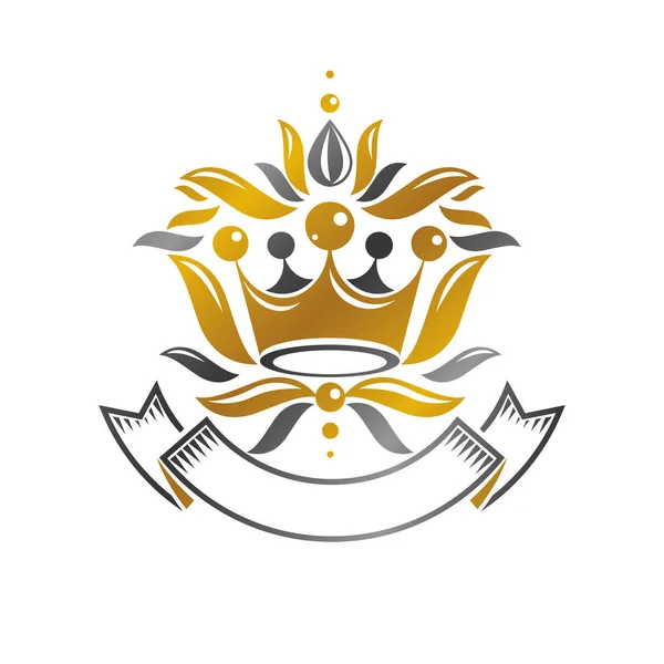 Königliche Krone Emblem. heraldisches Vektorgestaltungselement. Retro-Stil — Stockvektor