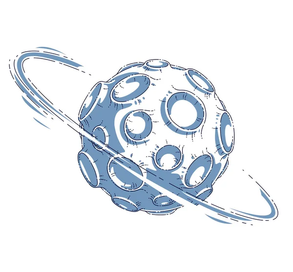 Pequeno planeta fantástico vetor de desenhos animados com crateras de asteróide —  Vetores de Stock