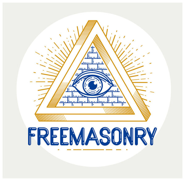 All seeing eye of god in sacred geometry triangle, masonry and i