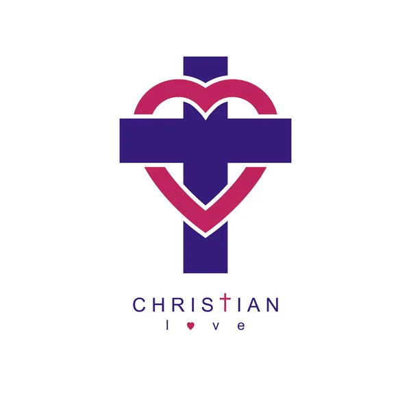 Pravá křesťanská láska a víra v Boha, vektorové tvůrčí symboly de — Stockový vektor