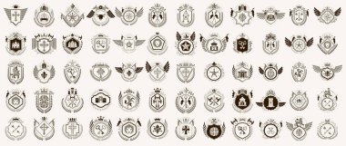 Heraldic Coat of Arms vektör seti büyük set, antika heraldik b