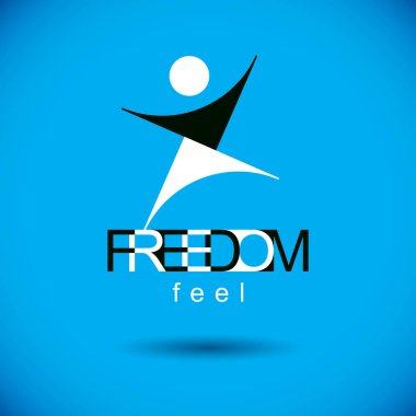 Yükseltilmiş uzanıyorum ile heyecanlı soyut adam vektör Illustration