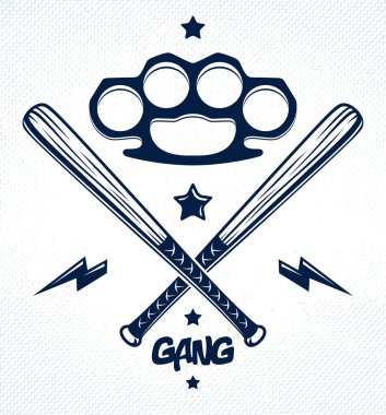 Beyzbol sopaları geçti vektör suç çetesinin logo veya üye, gangste