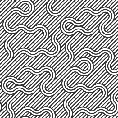 Bükümlü çizgiler, geometrik yoksunluk ile astarlı dikişsiz vektör deseni