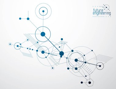 Fütüristik soyut vektör teknolojik altyapı. Mekanik eng