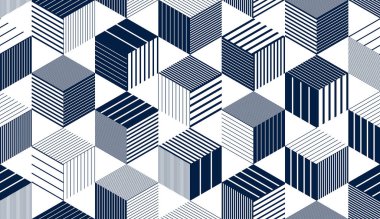 3d küpler dikişsiz desen vektör arka plan, çizgili boyutlu b