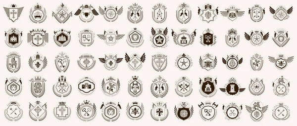 Armoiries héraldiques vecteur grand ensemble, vintage antique héraldique b — Image vectorielle