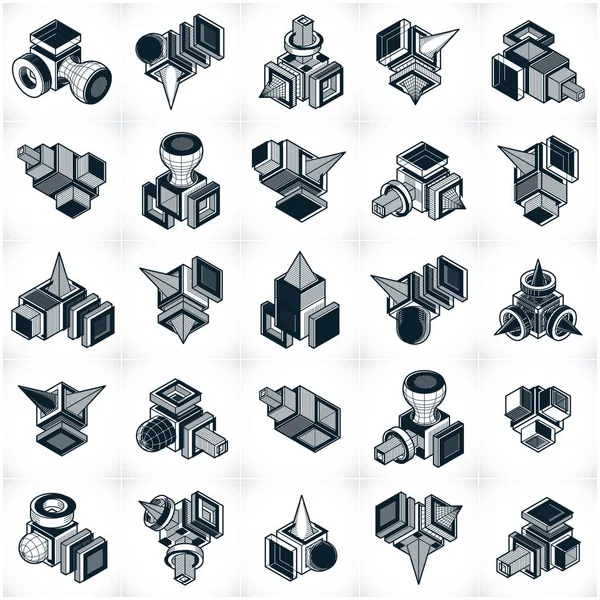 Vetores abstratos, 3D simples conjunto de formas geométricas . — Vetor de Stock
