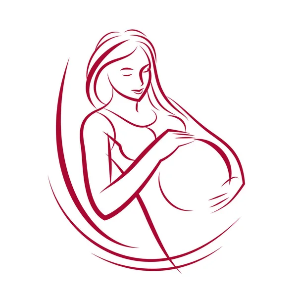 魅力的な妊婦ボディシルエット描画。ベクトル・イルスト — ストックベクタ