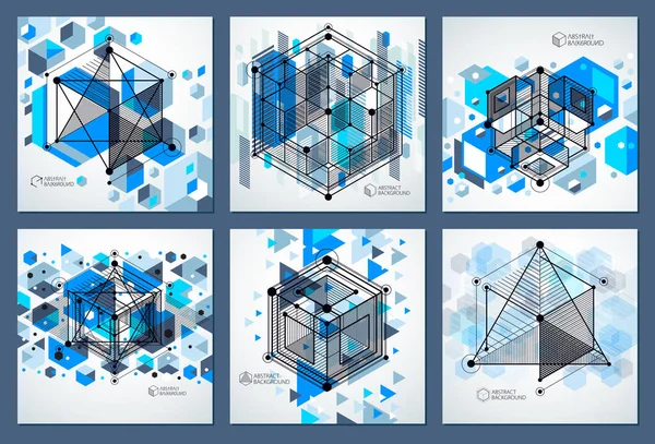 Conjunto de patrones vectoriales geométricos de moda, cubos abstractos texturizados — Vector de stock