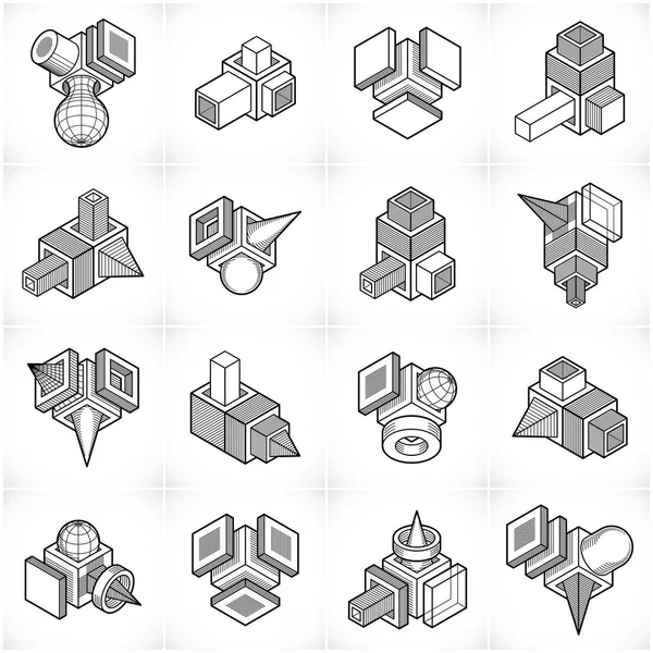 Vecteurs d'ingénierie 3D, collection de formes abstraites . — Image vectorielle