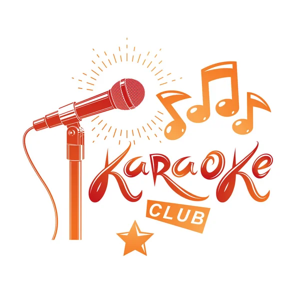 Nattklubben karaoke reklam affisch sammansatt med scenen eller reco — Stock vektor