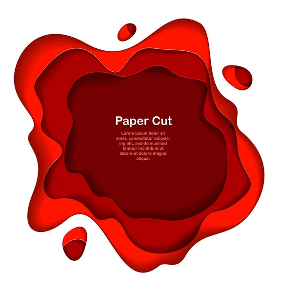 Fond rouge abstrait 3D avec des formes découpées en papier. Illusion vectorielle — Image vectorielle