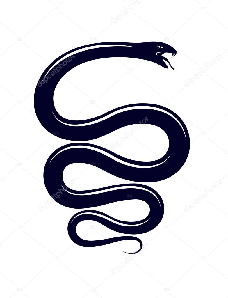 Snake vector tattoo, deadly poison dangerous serpent, venom aggr