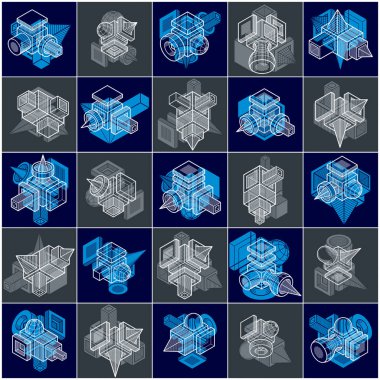 Soyut vektörler kümesi, izometrik boyutlu şekiller collection.