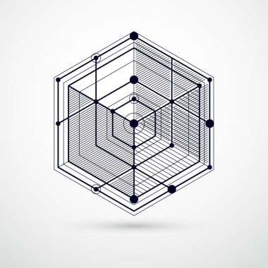 Vektör minimalist geometrik soyut 3d siyah beyaz kombi