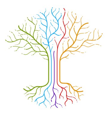 Güzel ağaç vektör doğrusal stil çizim logosu veya simgesi, mükemmel