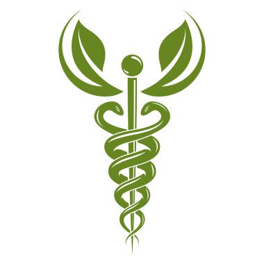 Caduceus sembolü, sağlık hizmeti kavramsal vektör çizimi. Ev