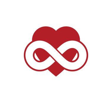 Love Forever kavramsal işareti, vektör sembolü infinit ile oluşturulan