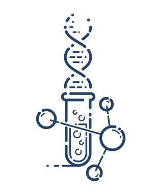 Test tüpü ve DNA iplik vektörü basit doğrusal simge, bilim biyolojisi