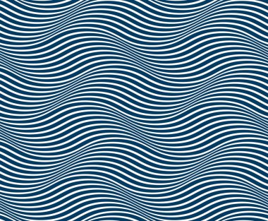 Stilize mavi dalgalar ile deniz vektör dikişsiz desen, eğri l