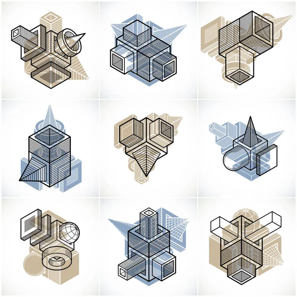 Colección de vector abstracto diferentes dimensiones geométricas sh — Vector de stock
