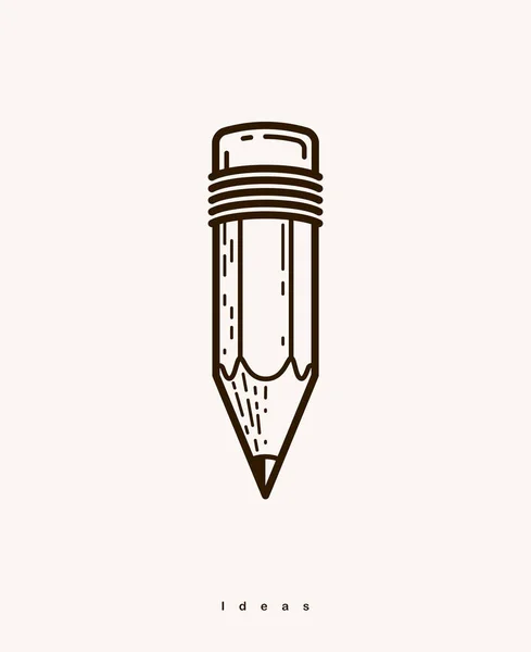 연필 벡터 단순한 트렌디 로고 또는 디자이너 또는 스튜디오의 아이콘, — 스톡 벡터