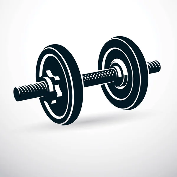 Dumbbell vector illustration isolated on white with disc weight. — Stock Vector