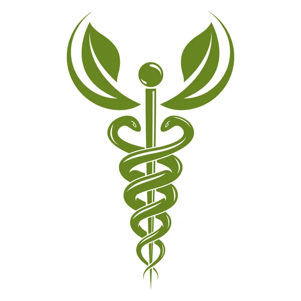 Символ Кадуцея, концептуальная векторная иллюстрация здравоохранения. Главная страница — стоковый вектор