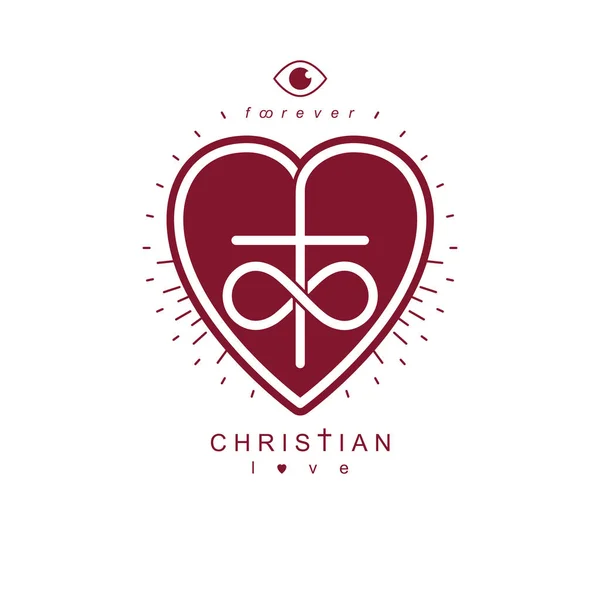 Véritable amour chrétien infini et croyance en Dieu, vecteur créatif — Image vectorielle