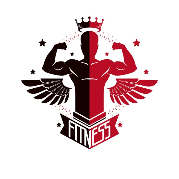 Sport logo för tyngdlyftning gym och fitness klubb, retro stil v — Stock vektor