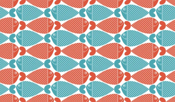 Engraçado desenho animado peixes vetor sem costura fundo, bonito infantil p —  Vetores de Stock