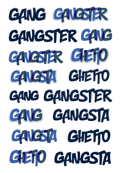 Pandilla gangster vector mecanografía conjunto grande, música tema logo . — Vector de stock