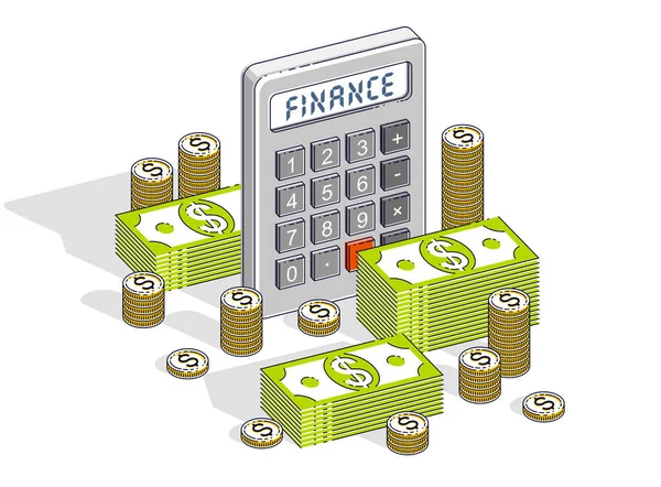Bedrijfs- en boekhouding of boekhoudkundige concept, rekenmachine en — Stockvector
