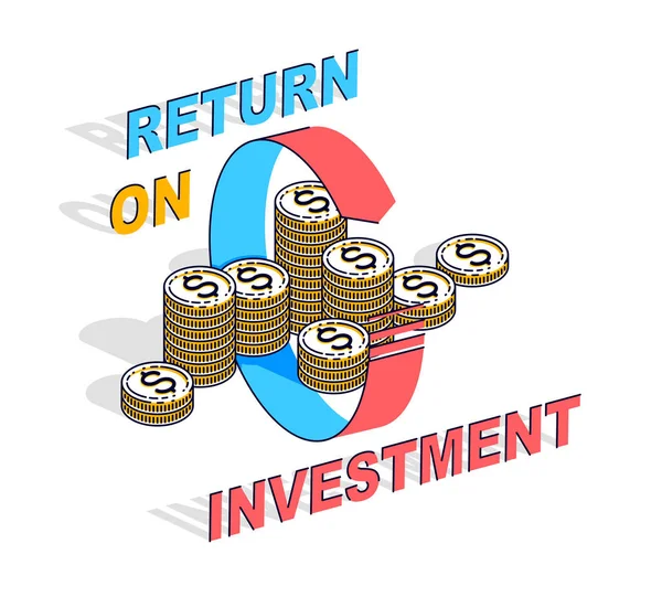 Rendement op investerings concept, Cash Money stack met radiale lus — Stockvector