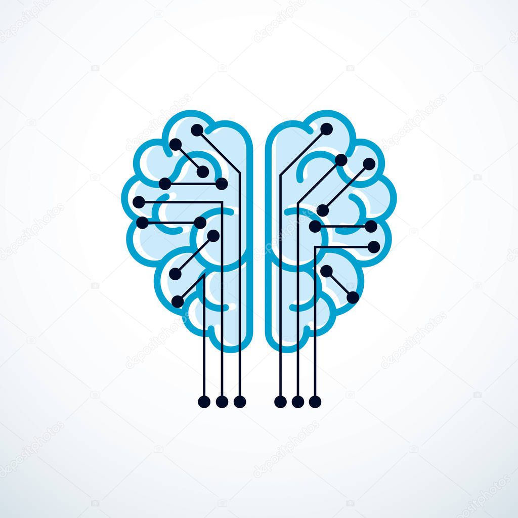 Artificial intelligence concept vector logo design, digital mind