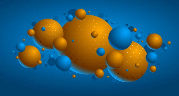 Illustration Vectorielle Sphères Pointillées Colorées Fond Abstrait Avec Belles Boules — Image vectorielle