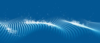 Noktalı parçacıkların soyut dalga akışı vektör soyut arkaplan, teknoloji ve bilim büyük veri akışı, nanoteknoloji, bağlantı bilgi teknolojisi tasarımı.