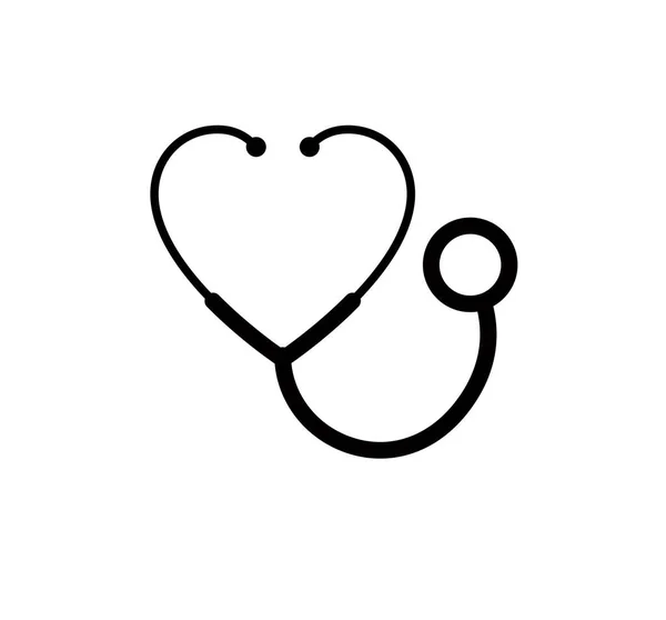 Concept Cardiologie Vecteur Icône Simple Logo Isolé Stéréoscope Forme Signe — Image vectorielle