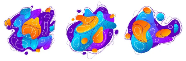 Abstract Kleurrijke Lava Vloeistoffen Vector Illustraties Set Bubble Gradiënten Vormen — Stockvector